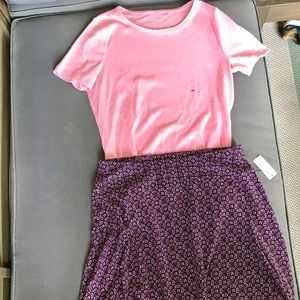Talbots bundle casual pink top and navy skirt